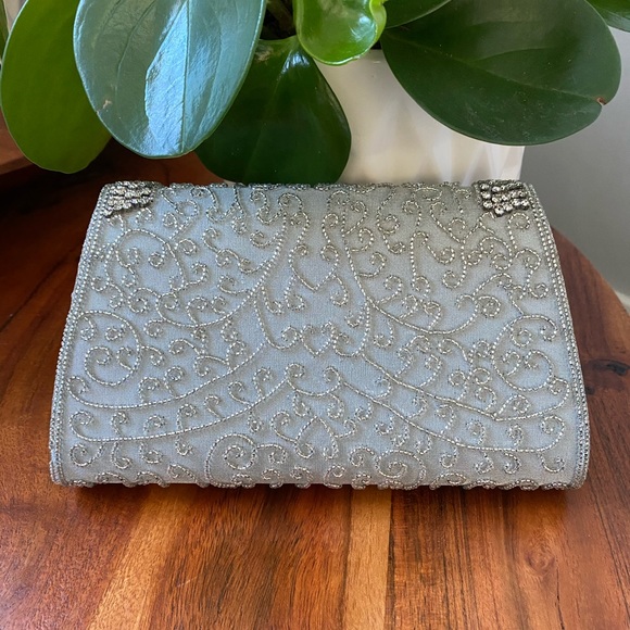 Silver and Grey Embellished Bag - Picture 3 of 6